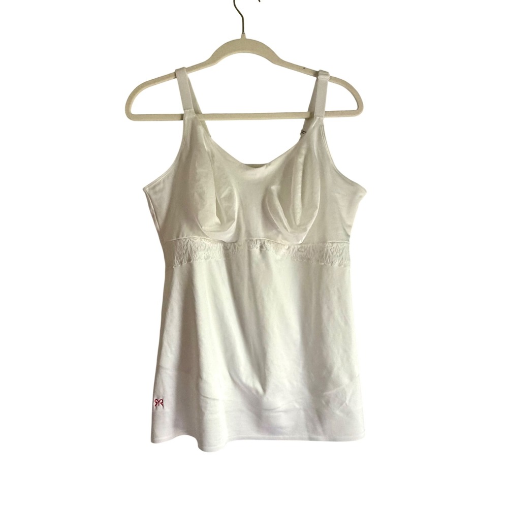 Ruby Ribbon White Lace Trim Cami Shapewear Camisole Tank Top Size 48
